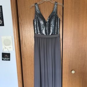 Size 12 Bari Jay gown in steel.